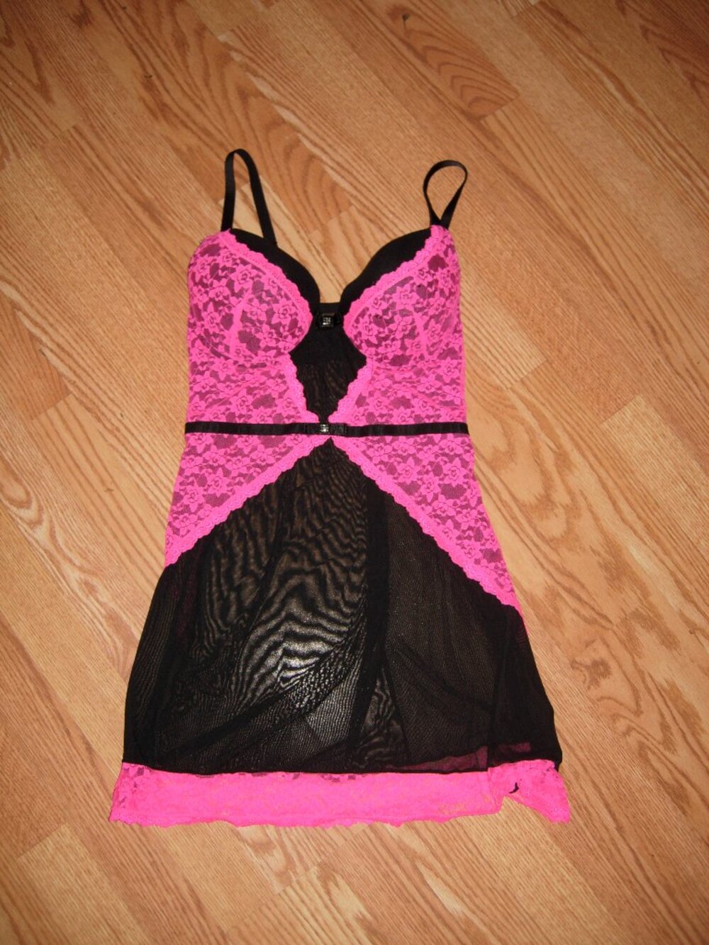 Smart & Sexy Pink Black Lingerie Babydoll Chemise 38C